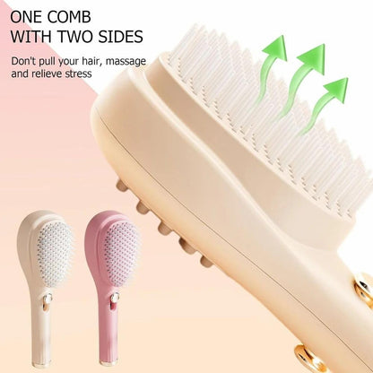 SOVELY Big Size Self Cleaning Hairbrush, One-Click Cleaning Comb, Anti-Static Massage Comb with Self-Cleaning 2 in 1