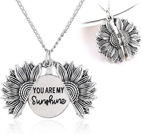 SOVELY Sunflower Necklace Set of 2 - You Are My Sunshine Pendant, Gold and Silver Sunflower Jewelry for Women, Layered Fashion Necklace, Best Friend Gift