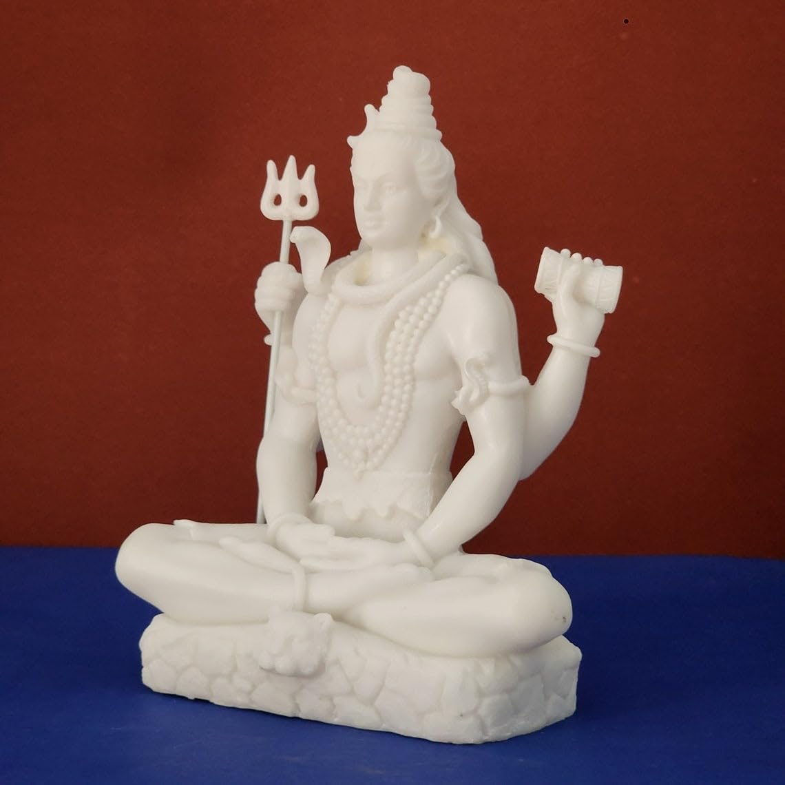 Sovely Mahadev Marble Murti Mahadev Statue Shiva Murti Marble Handmade Mahadev Shivaji Idol for Puja Home Décor Showpiece for Table Décor Office Temple Shop 8 INCHES, Weight 1.5 KG