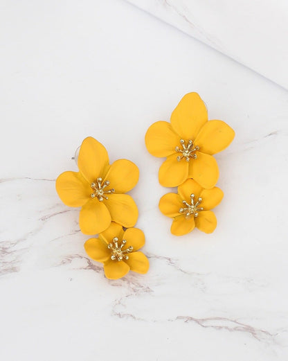 Combo Combo Earrings Pastel Petals Drop Earrings Latest Yellow Flower Design Drop Earrings For Girls And Women Drops Danglers Flower And Leaf Stud Earrings For Office Party Casual wear