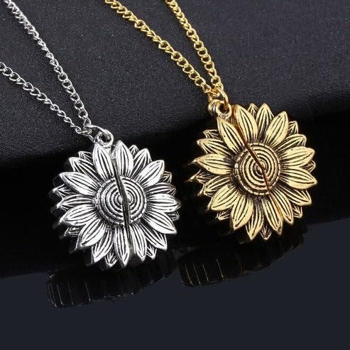 SOVELY Sunflower Necklace Set of 2 - You Are My Sunshine Pendant, Gold and Silver Sunflower Jewelry for Women, Layered Fashion Necklace, Best Friend Gift