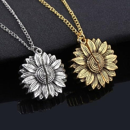SOVELY Sunflower Necklace Set of 2 - You Are My Sunshine Pendant, Gold and Silver Sunflower Jewelry for Women, Layered Fashion Necklace, Best Friend Gift