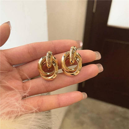 Combo Earrings Petals Drop Earrings Yellow Flower Design Drop Earrings, Vintage Retro Style Large Fashion Ear Stud Earrings Ring Buckle Earrings for Women & Girls Pack of 2 Pair Earrings Set