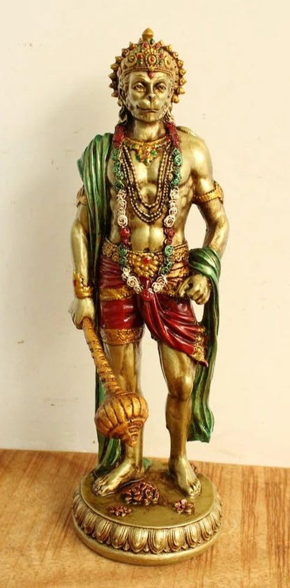 Gadadhari Hanuman Ji Murti For Pooja Room Hanuman Statue Decoration Items Mahabali Hanuman Murti For Office Temple Hotel Cold Cast Polyresin Fine Quality Hanuman Murti Size 15×10×20 cm