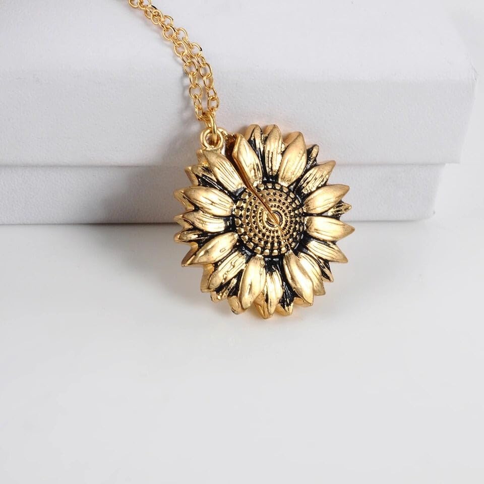 SOVELY Sunflower Necklace Set of 2 - You Are My Sunshine Pendant, Gold and Silver Sunflower Jewelry for Women, Layered Fashion Necklace, Best Friend Gift