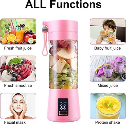 Portable Electric USB Juice Maker Bottle | Blender Grinder Mixer | Rechargeable Bottle with 6 Blades