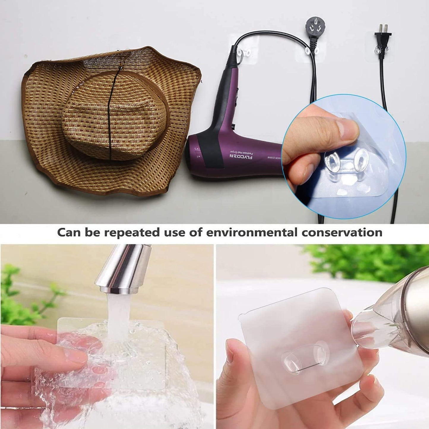 Transparent Multi-Function Wall Storage Hooks 8 pcs