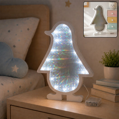 LED Penguin Infinity Mirror Light – Mesmerizing Home Decor