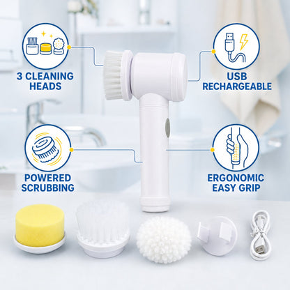 5 in 1 Electric Cleaning Brush Rechargeable Spin Scrubber for Bathroom