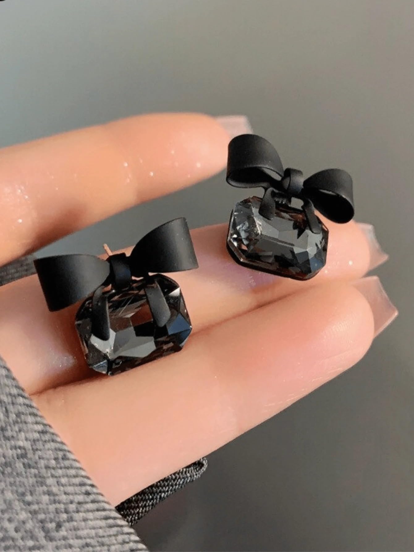 Combo Korean Minimalist Stud Hoop Earrings and Rose Gold Long Earrings Hanging 925 Drop Hypoallergenic Drop Dangle Chain Earrings Suitable for Office Wear, Fashion Earrings Black Bow Casual Party