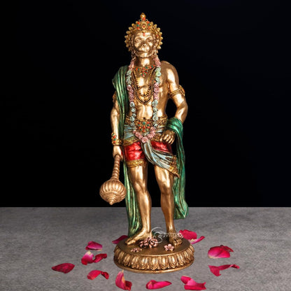 Gadadhari Hanuman Ji Murti For Pooja Room Hanuman Statue Decoration Items Mahabali Hanuman Murti For Office Temple Hotel Cold Cast Polyresin Fine Quality Hanuman Murti Size 15×10×20 cm