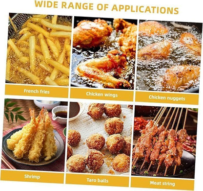 Small Deep Frying Pot with Strainer Basket - 1200ml Stainless Steel Pan with Handle Ideal for Frying French Fries, Chicken Wings, Shrimp, Fish, Boiling Butter, and Pasta