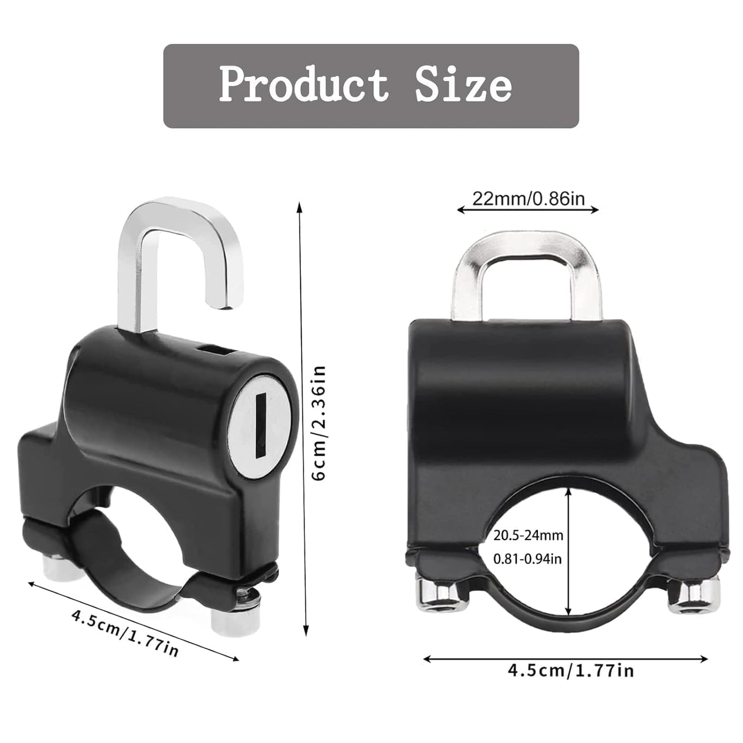 Sovely Helmet Lock Motorbike Helmet Lock Helmet Locks for Bikes Electric Scooter Helmet Lock Accessories for Handlebar Tubing Bicycle Helmet Lock Theft Protection Lock 22-28mm Anti Theft Lock