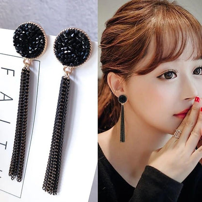 Combo Earrings Set Tassel Black Earrings Butterfly Earrings with Pearls love Rhinestone Drop Earrings Stud Jewelry Gift for Women Girls Pack of 2 for Office, Party, Casual