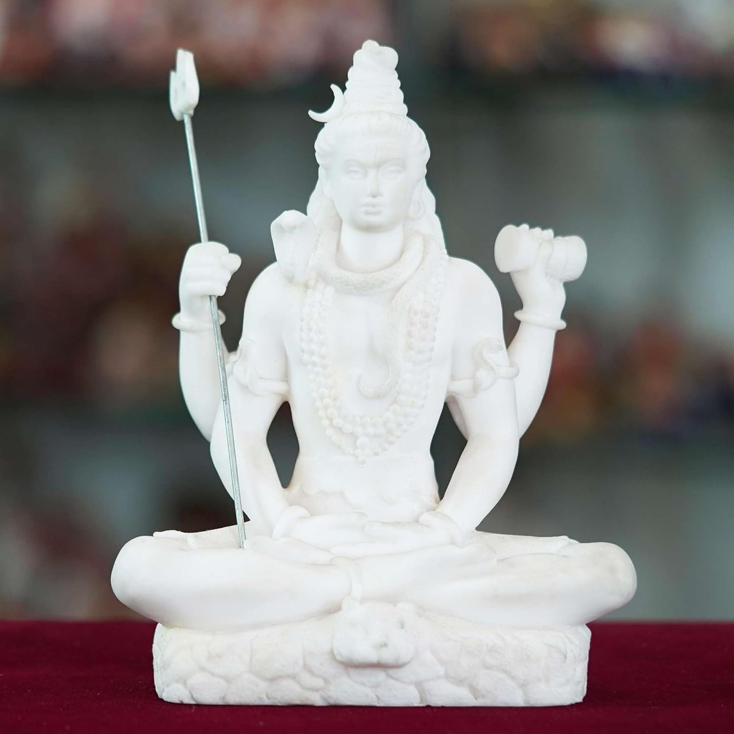 Sovely Mahadev Marble Murti Mahadev Statue Shiva Murti Marble Handmade Mahadev Shivaji Idol for Puja Home Décor Showpiece for Table Décor Office Temple Shop 8 INCHES, Weight 1.5 KG