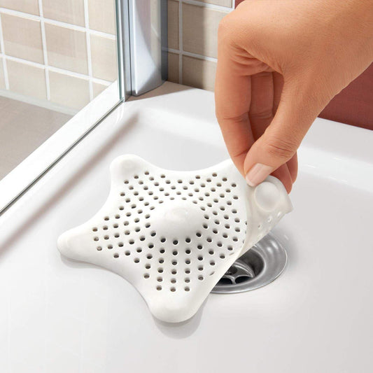 Silicone Hair Catcher Shower Drain Cover Star Shape Hair Trap Rubber Sink Basin Strainer Filter Pipe Protector Anti-Slip Suction Cup Bathroom Bathtub Kitchen Silicone Drain Protector, Multicolor,1 pcs