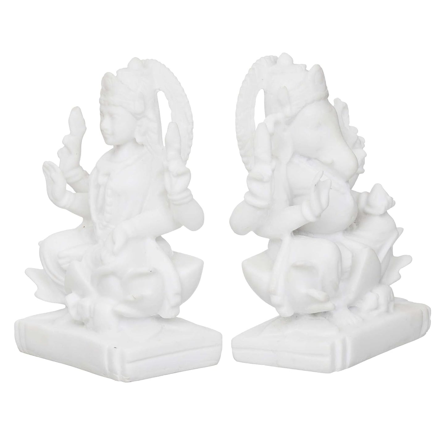 Sovely Shree Laxmi Ganesha Idol Marble Laxmi Ganesh Murti for Puja Ghar Diwali Office Pooja Shop Puja Decoration Gifts, Laxmi Ganesh Marble Murti for Mandir, Dukan - 7.7×7.5×13.3 cm