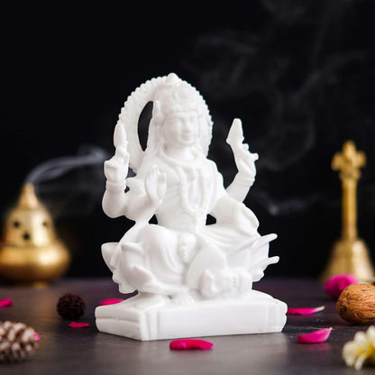 Sovely Goddess Lakshmi Laxmi Idol Murti Statue Showpiece for Home Pooja Room Mandir Temple Diwali Decoration Items Gifts for Family Friends Mother Father Sister Brother Maha Laxmi Ji Marble Murti