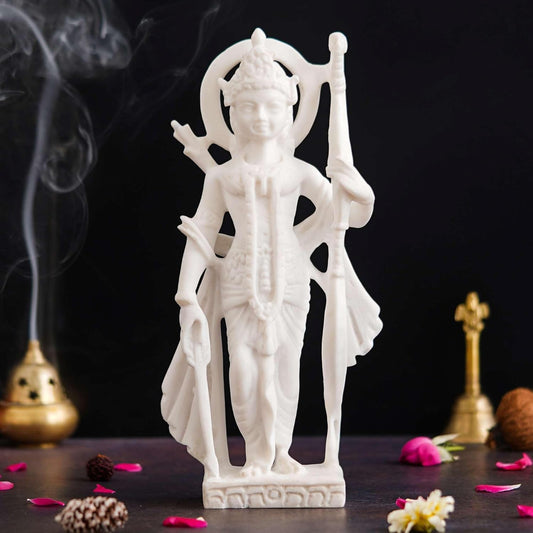 Sovely White Marble Standing Ram Ji Murti for Pooja Room Standing Ram Ji Hindu Lord Ram Ji Statue for Home Temple Idol Murti Best for Gift, Ram Lala Marble Murti