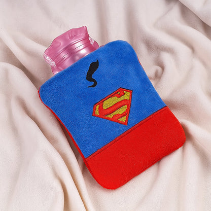 Superman Print Small Hot Water Bag with Cover for Pain Relief
