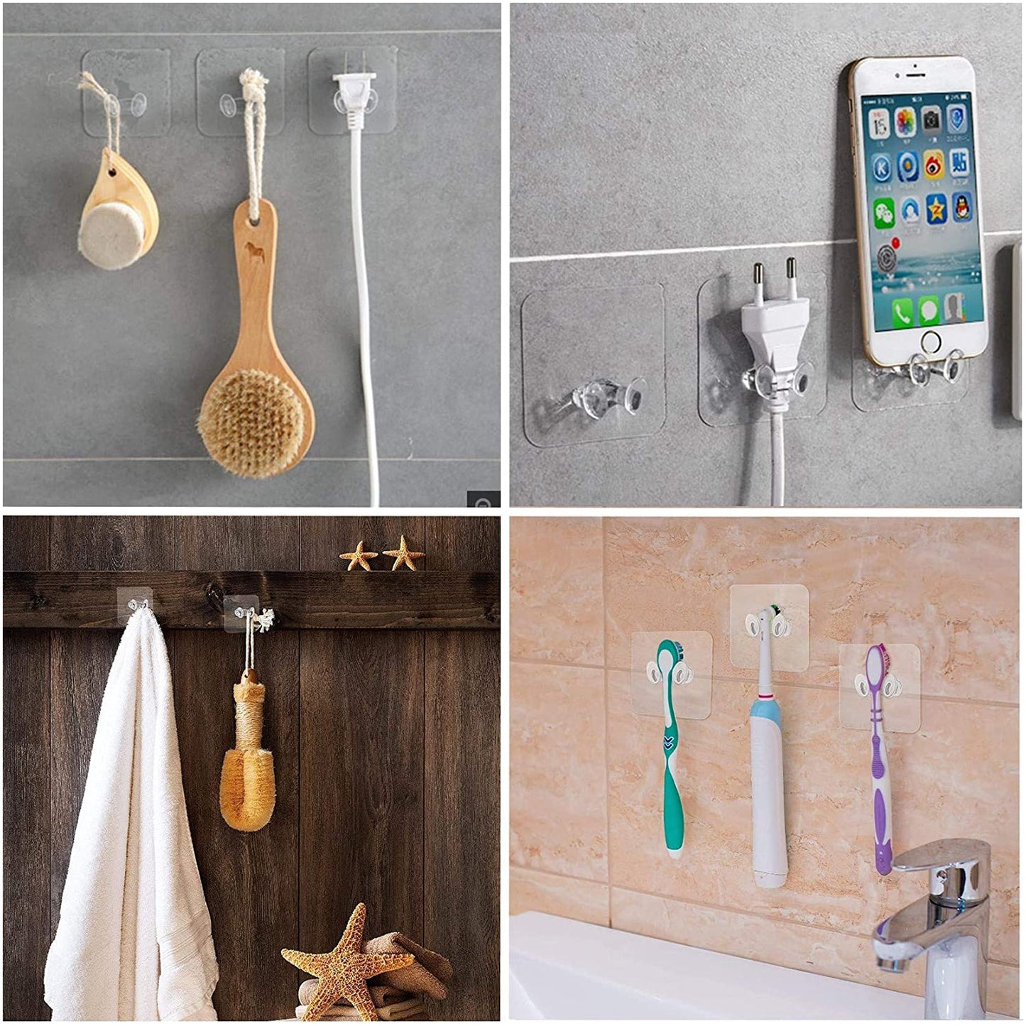 Transparent Multi-Function Wall Storage Hooks 8 pcs