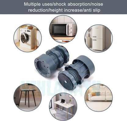 SOVELY Washing Machine Vibration Pads - Adjustable Dryer Shock & Noise Cancelling Pads, Anti Vibration Pads for Washing Machine Support, Height Adjustment Feet for Refrigerators - 4 Pcs Set