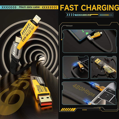 SOVELY 4 in 1 Charging Cable, 4 in 1 Fast Charging Cable, 4 in 1 Charging Data Cable, 4 in 1 Data Cable, All in One Charging Cable, 65W Charging Cable, 65W Super Fast Charging Cable