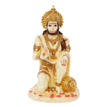 SOVELY ALL-IN-ONE SHOPPING Hanuman Ji Marble Dust Murti Idol, Poly Marble Sitting Balaji Maharaj for Pooja Temple Home Decoration Item Positive Envirement Ram Bhakt Bala Ji Bageshwar Ji Maharaj