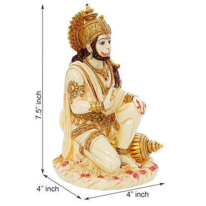SOVELY ALL-IN-ONE SHOPPING Hanuman Ji Marble Dust Murti Idol, Poly Marble Sitting Balaji Maharaj for Pooja Temple Home Decoration Item Positive Envirement Ram Bhakt Bala Ji Bageshwar Ji Maharaj