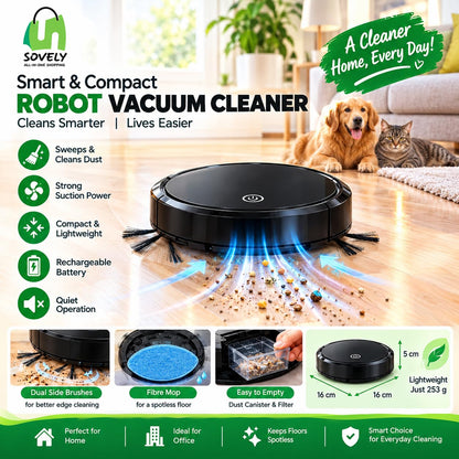 Sovely Robot Vacuum Cleaner 3-in-1 Sweep Suck Mop 1200mAh Rechargeable White Lite
