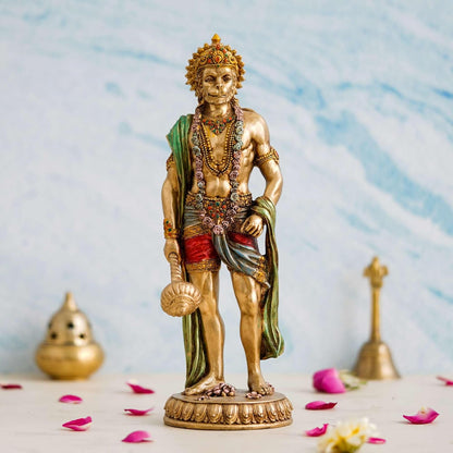 Gadadhari Hanuman Ji Murti For Pooja Room Hanuman Statue Decoration Items Mahabali Hanuman Murti For Office Temple Hotel Cold Cast Polyresin Fine Quality Hanuman Murti Size 15×10×20 cm