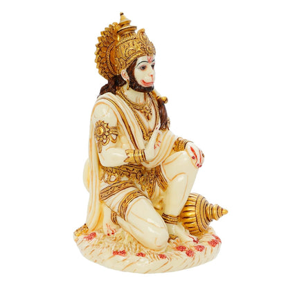 SOVELY ALL-IN-ONE SHOPPING Hanuman Ji Marble Dust Murti Idol, Poly Marble Sitting Balaji Maharaj for Pooja Temple Home Decoration Item Positive Envirement Ram Bhakt Bala Ji Bageshwar Ji Maharaj