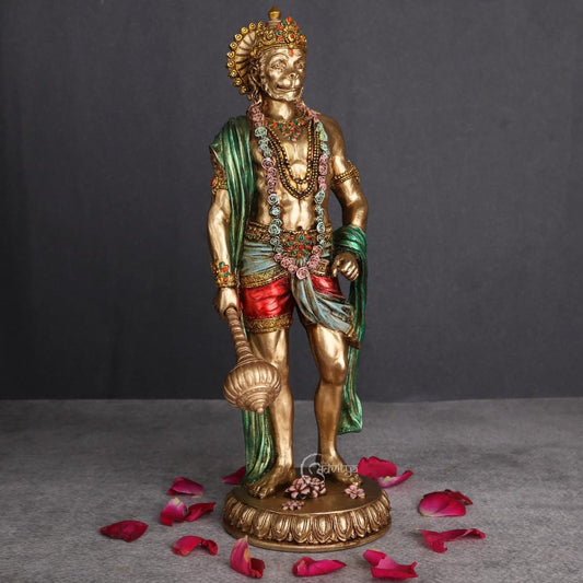 Gadadhari Hanuman Ji Murti For Pooja Room Hanuman Statue Decoration Items Mahabali Hanuman Murti For Office Temple Hotel Cold Cast Polyresin Fine Quality Hanuman Murti Size 15×10×20 cm