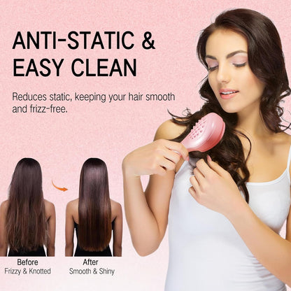 SOVELY Big Size Self Cleaning Hairbrush, One-Click Cleaning Comb, Anti-Static Massage Comb with Self-Cleaning 2 in 1