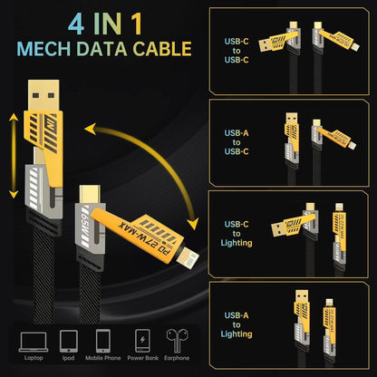 SOVELY 4 in 1 Charging Cable, 4 in 1 Fast Charging Cable, 4 in 1 Charging Data Cable, 4 in 1 Data Cable, All in One Charging Cable, 65W Charging Cable, 65W Super Fast Charging Cable