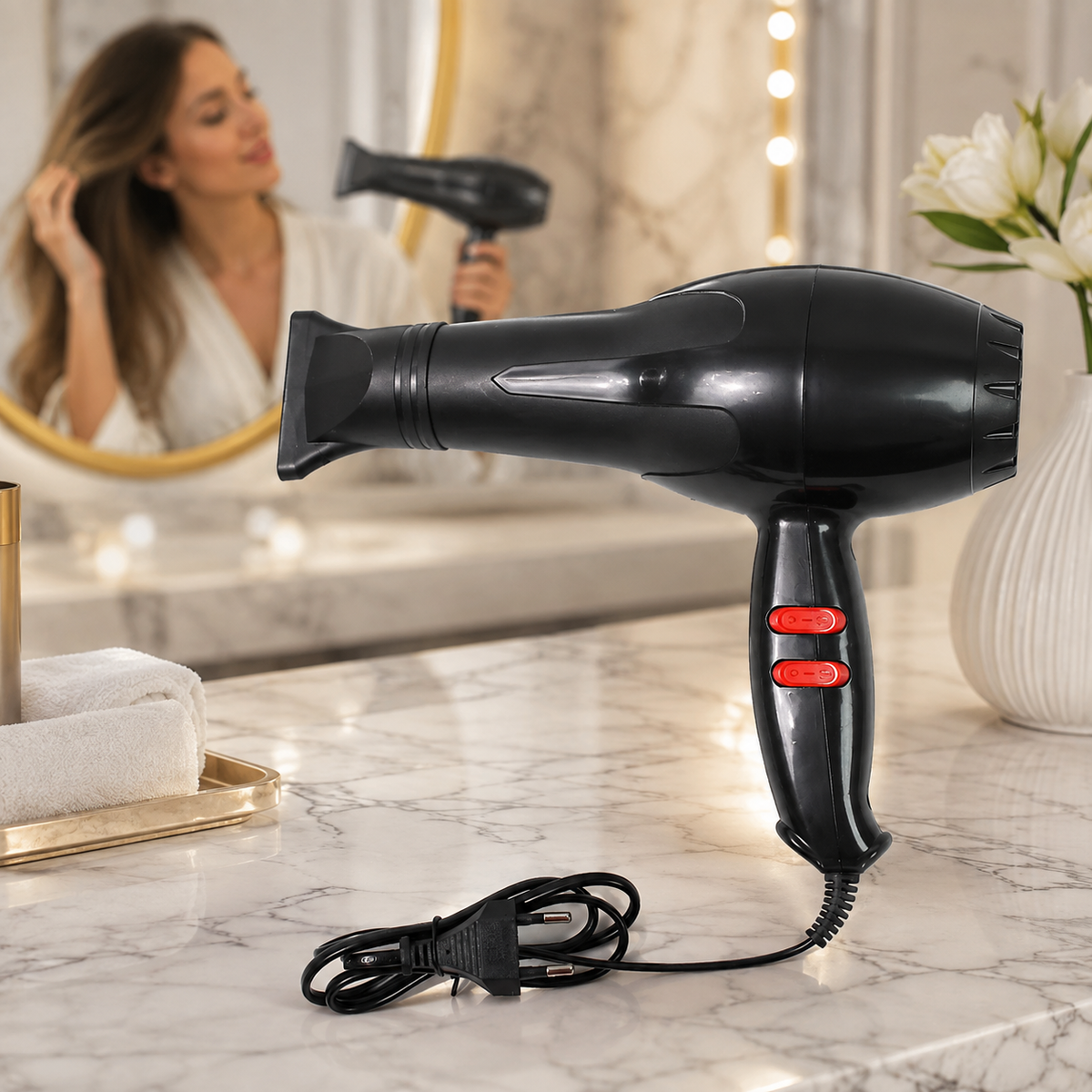Hair Styling Essentials Combo – Hair Dryer, 2-in-1 Straightener Curler & Wall-Mount Holder