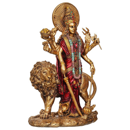 Sovely Beautiful Maa Durga Sherawali MATA Metal with Crystal Diamond Studded Durga MATA Goddess Amba Idol Showpiece for Navratri Pooja Murti, Gift