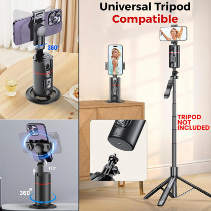 NEW P02 Auto Face Tracking Tripod – 360° Smart Phone Holder for Vlog, Live, Podcast
