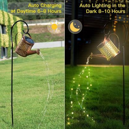 Sovely Solar Watering Can Lights|Waterproof Outdoor Stake Solar Watering Can|Solar Garden Light|Solar Kettle with Bright LED Waterproof for Decorative Garden|Hanging Lantern Garden Art Decor Metal