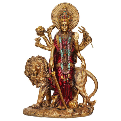 Sovely Beautiful Maa Durga Sherawali MATA Metal with Crystal Diamond Studded Durga MATA Goddess Amba Idol Showpiece for Navratri Pooja Murti, Gift