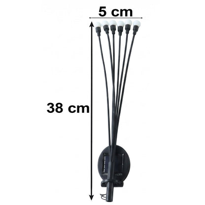 A single solar firefly light unit with black stems and white bulbs, showing dimensions of 38 cm and 5 cm.