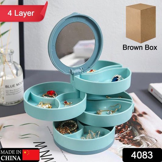 4 Layers Jewellery Box 360 Degree Rotating Jewelry Box Jewelry And Earring Organizer Box With Mirror Accessory