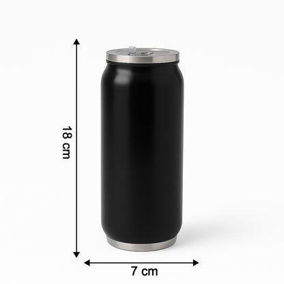 Stainless Steel Can-Shaped Vacuum Flask with Built-In Straw 500ml Approx (1 Pc)