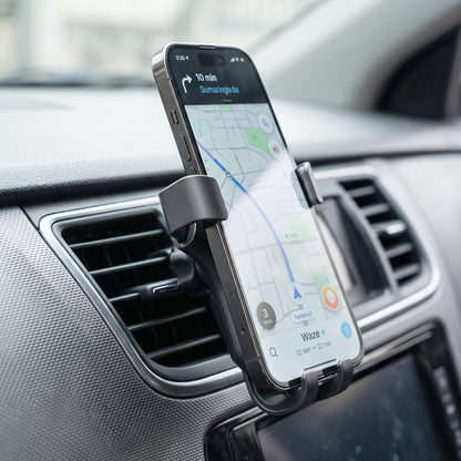 Vent clip on the back of the car phone mount