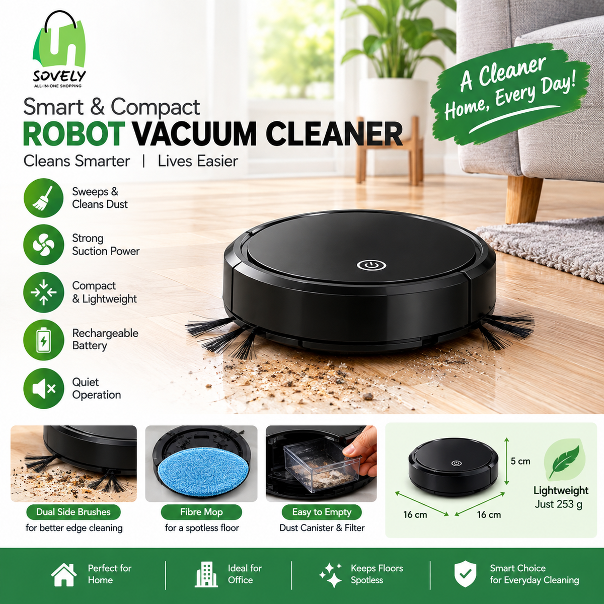 Vacuum Cleaner Sweeping Robot (1 Pc)