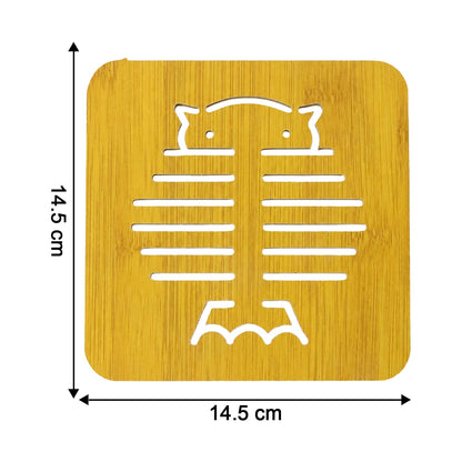 Square Wooden Trivet Mat with Cut Out Design for Hot Pots