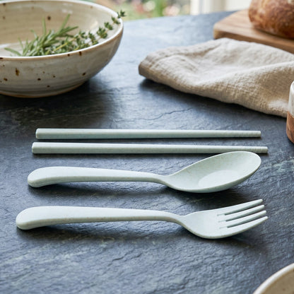 Eco-friendly wheat straw dinnerware set arranged on a table