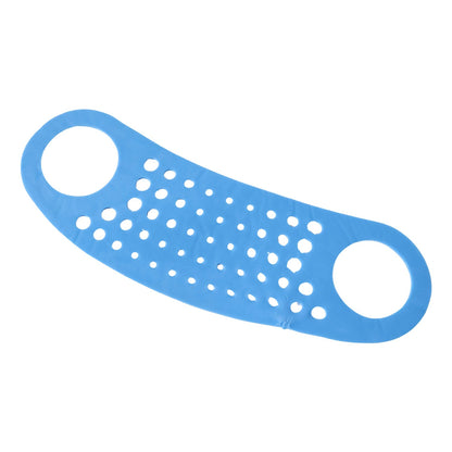 The blue silicone perforated strap is shown flat against a white background.