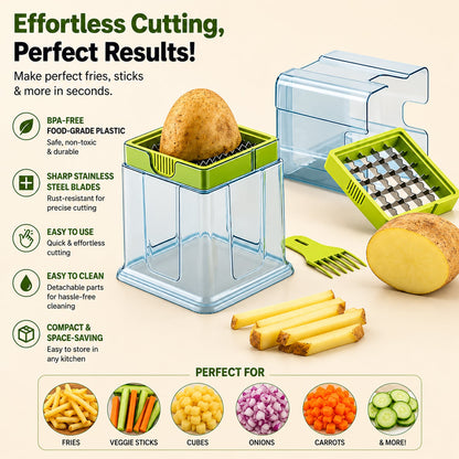 2 in 1 Potato Chipser and Slicer with Dual Blades for Fries (1 Pc)