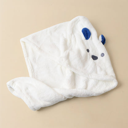 Soft Microfiber Hair Drying Towel Wrap with Cute Animal Ears & Button Closure (1 Pc)
